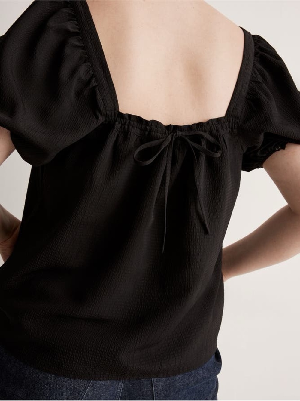 Madewell Seersucker Bubble Sleeve Top Sz M